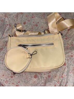 Neutral Cream Crossbody Bag with Detachable Coin Pouch